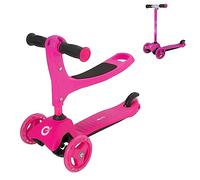 EVO Trottinette Cruiser 3 en 1 rose | Hauteur de la poignée réglable | Design interchangeable en 3 étapes | Trottinette assise en trottinette à 2 roues | Idéale pour les enfants âgés de 1 à 7 ans