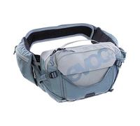 EVOC HIP PACK PRO 3 + HYDRATION BLADDER 1,5, Sacoche ventrale (AIR FLOW CONTACT SYSTEM, ceinture ventrale AERO FLEX, avec vessie d'hydratation 1,5l et porte-bouteille, One Size), Stone - Steel