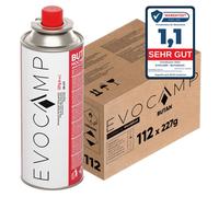 EVOCAMP 112X bouteilles de gaz butane 227g pour réchaud de camping, chauffage au gaz ou brûleur de mauvaises herbes type MSF-1a