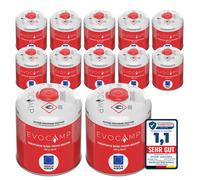 EVOCAMP 12X cartouche de gaz propane butane 450g, cartouche à vis avec filetage européen 7/16"" EN 417, bouteille de gaz 809ml