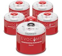 EVOCAMP 5X Cartouches de gaz Propane Butane 300g, Valve à vis avec Filetage européen 7/16", Cartouches à Valve 539ml avec Fermeture de sécurité Automatique