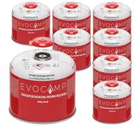 EVOCAMP 8X Cartouches de gaz Propane Butane 300g, Valve à vis avec Filetage européen 7/16", Cartouches à Valve 539ml avec Fermeture de sécurité Automatique