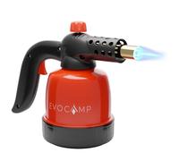 EVOCAMP Chalumeau de cuisine avec piezo, lampe à souder 1,3 kW, mini chalumeau à gaz pour bricolage, chalumeau pour barbecue, crème brûlée, allume-grill, temp. max. 1300°C