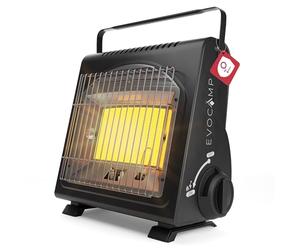 EVOCAMP Chauffage à gaz portable, réchauffeur de camping 1,7 kW, chauffage céramique, chauffage mobile pour une utilisation en extérieur avec détecteur de manque d’oxygène (ODS), chauffage pour tente