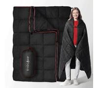 EVOCAMP Couverture de Camping 200x140 cm, imperméable, ultralégère, 0,68 kg, avec Sac de Rangement, Pliable, idéale pour Le Camping et Les activités Outdoor, Noire