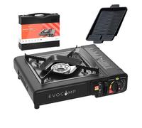 EVOCAMP Réchaud de camping 1 feu à gaz et plaque de cuisson BBQ carrée 38 cm, cuisinière à gaz portable pour MSF-1a 227g cartouche