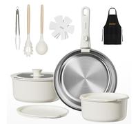 EvoFar Lot de 14 poêles en acier inoxydable avec poignées amovibles, poêle de 24 cm, casserole 18/20 cm, empilables pour tous les types de plaques de cuisson