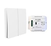 Evoges Firefly Kit commutateur cinétique RF et récepteur intelligent (Smart Wifi + Bluetooth 100 W Récepteur RF à intensité variable + interrupteur sans fil 2 interrupteurs sans fil, blanc)