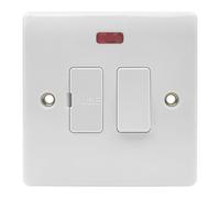 EVOGES Vector Unité de connexion fusible commutée 13 A avec indicateur néon, blanc, interrupteur éperon FCU britannique, bouchons à vis inclus