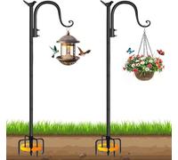 Evoio Lot de 2 mangeoires à oiseaux de 160 cm, crochets de bergers avec base à 5 griffes, station de suspension réglable et robuste pour lanternes solaires d'extérieur, paniers de plantes, décorations