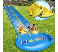 Evoio Toboggan aquatique gonflable de 10 m avec 2 voies de course pour enfants, garçons et filles, adultes, toboggan aquatique d'extérieur pour jardin