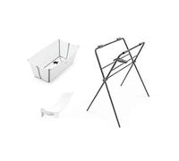 Evoleris Stokke - Baignoire bébé Flexi Bath avec Son transat Nouveau-né et Support - Blanc-Gris