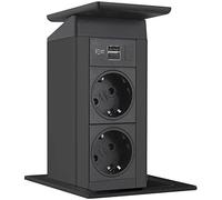 EVOline 159311010900 Port Push 2X Schuko A + USB-C Charger Couvercle à bascule Noir