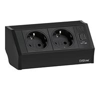 EVOline 159360347100 V-Dock Lot de 2 prises Schuko, chargeur USB-A + C, 2 x Noir