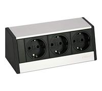 EVOline R-Dock 159800015000 Lot de 3 prises Schuko couleur aluminium Noir