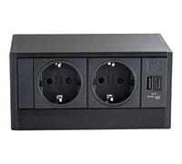 Evoline R-Dock Élément de prise 2 prises Schuko, chargeur USB-A + C Noir - Prise de table, 2 prises Schuko, max. 3500 W, 1 pièce