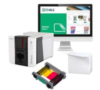 Evolis Zenius ZN2-0001.E Lot de 2 imprimantes de cartes d'un côté avec ruban encreur et 100 cartes, port USB, convient pour carte d'employé, carte d'étudiant, bureau