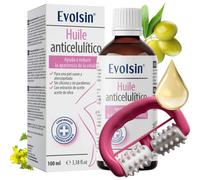Evolsin® Huile anti-cellulite avec rouleau de massage - réduit la cellulite - huile corporelle composée à 99 % d'extraits naturels de plantes, 100 ml d'huile + appareil de massage anti-cellulite