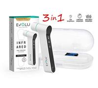 EVOLU Thermomètre frontal et auriculaire numérique infrarouge pour bébés, enfants et adultes Sans contact Mode silencieux Alarme de fièvre
