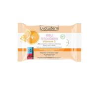 EVOLUDERM - 25 Lingettes Démaquillantes Eau Micellaire Vitamine C - 98% d'Ingrédients d'Origine Naturelle - Végan