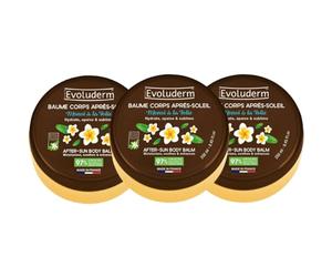 EVOLUDERM - Baume Corps Après Soleil Monoï à la Folie - 250 ml - 97% d’Origine Naturelle - Végan - Fabrication Française - Lot de 3 x 250 ml