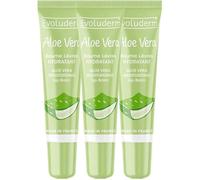EVOLUDERM - Baume Lèvres Hydratant Aloe Vera - Lot de 3 x 15ml - 98% d'Ingrédients d'Origine Naturelle