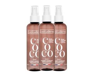 EVOLUDERM - Brume Parfumée Coco - 200ml - 97% d'Ingrédients d'Origine Naturelle - Lot de 3 x 200ml