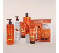 EVOLUDERM - Coffret Soin Corps & Cheveux Argan - 5 produits - Ingrédients d'Origine Naturelle - Végan - Box Fourreau - Idée cadeau - Coffret noël