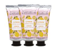 EVOLUDERM - Crème Mains Citron - 30 ml - 97% d’Origine Naturelle - Végan - Fabrication Française - Lot de 3 x 30 ml