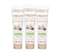 EVOLUDERM - Crème Mains Hydratante Délice de Karité - 150 ml - 96% d’Origine Naturelle - Végan - Fabrication Française - Lot de 3 x 150 ml