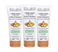 EVOLUDERM - Crème Mains Hydratante Huile Précieuse - 100 ml - 96% d’Origine Naturelle - Végan - Fabrication Française - Lot de 3 x 100 ml