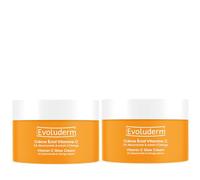 EVOLUDERM - Crème Visage Éclat Vitamine C - 50ml - 96% d'Ingrédients d'Origine Naturelle - 2% Niacinamide & Extrait d'Orange - Lot de 2 x 50ml