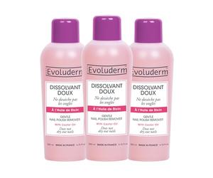EVOLUDERM - Dissolvant Doux à l'Huile de Ricin - 200 ml - Végan - Fabrication Française - Lot de 3 x 200 ml