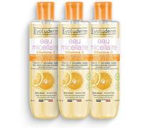 EVOLUDERM - Eau Micellaire Démaquillante Vitamine C - 250 ml - 96% d’Origine Naturelle - Végan - Fabrication Française - Lot de 3 x 250 ml