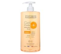 EVOLUDERM - Gel Corps Nettoyant Éclat Vitamine C - 1000 ml - 97% d’Origine Naturelle - Végan - Fabrication Française