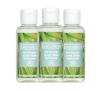EVOLUDERM - Gel Douche Aloe Vera Hydratant - 100 ml - 96% d'Origine Naturelle - Végan - Fabrication Française - Lot de 3 x 100 ml