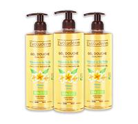 EVOLUDERM - Gel Douche Exaltant Monoï à la Folie - 500 ml - 95% d'Origine Naturelle - Végan - Fabrication Française - Lot de 3 x 500 ml