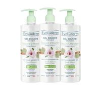EVOLUDERM - Gel Douche Onctueux Douceur d'Amande - 500 ml - 95% d’Origine Naturelle - Végan - Fabrication Française - Lot de 3 x 500 ml
