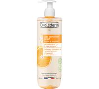 EVOLUDERM - Gel Nettoyant Éclat Vitamine C - 500 ml - 97% d’Origine Naturelle - Végan - Fabrication Française