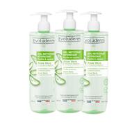 EVOLUDERM - Gel Nettoyant Hydratant Aloe Vera - 500ml - 97% d'Ingrédients d'Origne Naturelle - Végan - Lot de 3 x 500ml