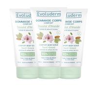 EVOLUDERM - Gommage Corps Confort Douceur d'Amande - 150 ml - 93% d’Origine Naturelle - Végan - Fabrication Française - Lot de 3 x 150 ml