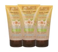 EVOLUDERM - Gommage Corps Exaltant Monoi à la Folie - 150 ml - 93% d’Origine Naturelle - Végan - Fabrication Française - Lot de 3 x 150 ml