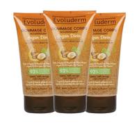EVOLUDERM - Gommage Corps Nourrissant Argan Divin - 150 ml - 93% d’Origine Naturelle - Végan - Fabrication Française - Lot de 3 x 150 ml