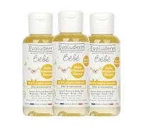 EVOLUDERM - Huile d’Amande Douce Bébé - Nourrit - Adoucit - Protège - 100 ml - 99,6% d'Origine Naturelle - Végan - Fabrication Française - Lot de 3 x 100 ml