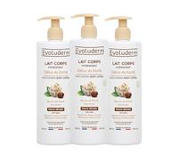 EVOLUDERM - Lait Corps Hydratant Délice de Karité - 500 ml - Ingrédients d'Origine Naturelle - Végan - Fabrication Française - Lot de 3 x 500 ml