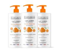 EVOLUDERM - Lait Corps Nourrissant Carotte Vitaminée - 1000 ml - Ingrédients d'Origine Naturelle - Végan - Fabrication Française - Lot de 3 x 1000ml
