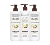 EVOLUDERM - Lait Corps Ultra-Nourrissant Argan Divin - 500 ml - Ingrédients d'Origine Naturelle - Végan - Fabrication Française - Lot de 3 x 500 ml