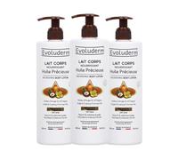 EVOLUDERM - Lait Corps Ultra-Nourrissant Huile Précieuse - 500 ml - Ingrédients d'Origine Naturelle - Végan - Fabrication Française - Lot de 3 x 500 ml