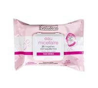 EVOLUDERM - Lingettes Démaquillantes Eau Micellaire - 25 pièces - 97% d'Origine Naturelle - Végan