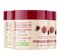 EVOLUDERM - Masque cheveux Fortifiant Huile de Ricin - 500ml - 99% d'Ingrédients d'Origine Naturelle - Lot de 3 x 500ml